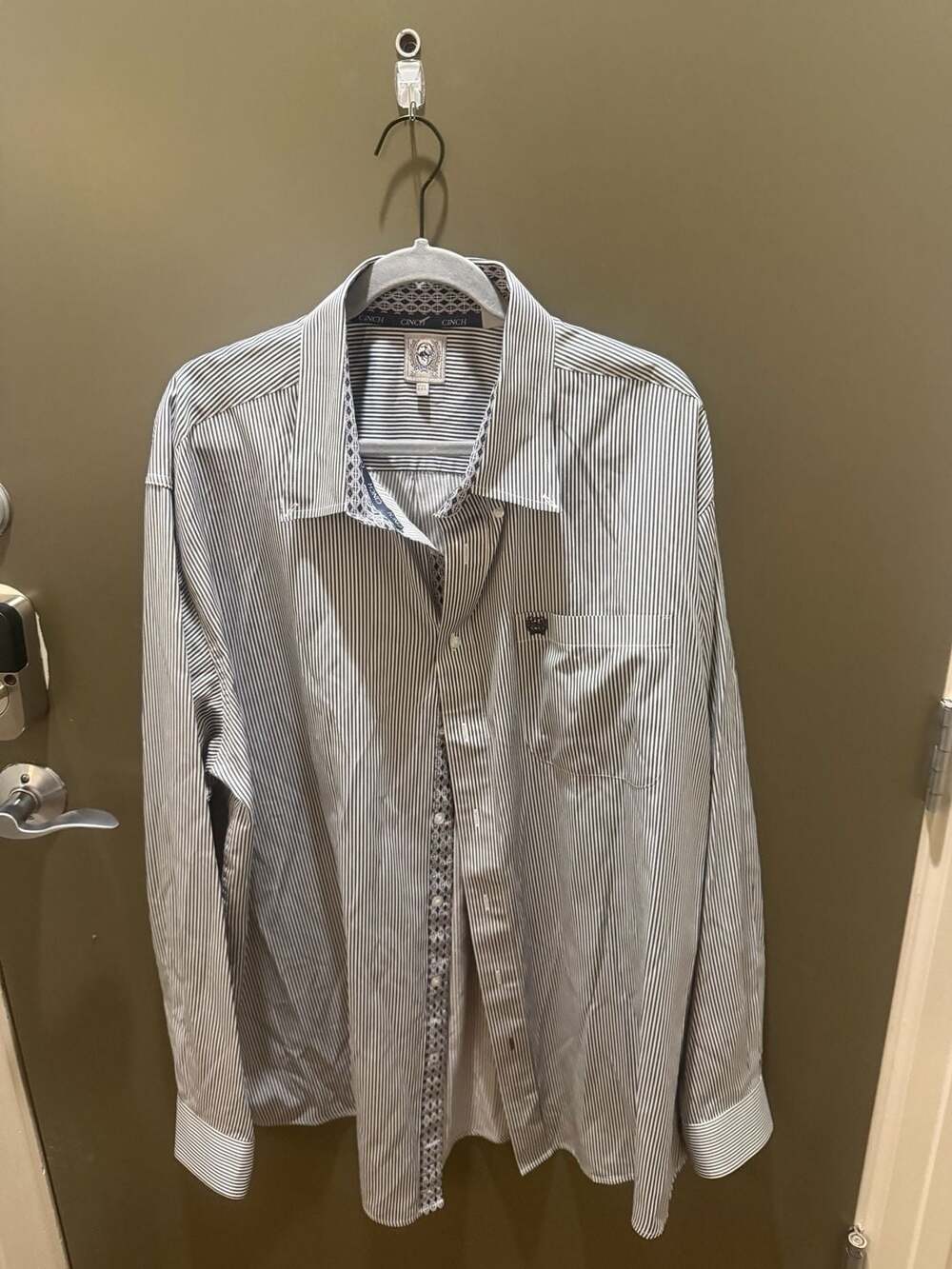 Cinch Men's Long Sleeve Button Down Blue Pinstripe Shirt XXL